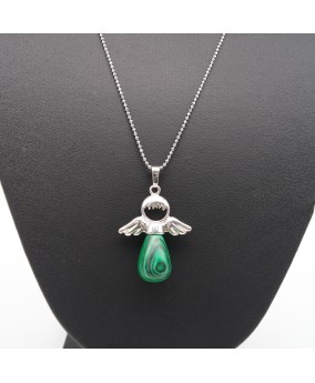 Malachite Fairy Tale Little Angel Wings Love Gift Pendant Necklace