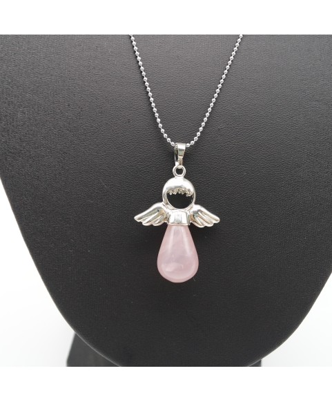 Pink Crystal Fairy Tale Angel Wings Love Gift Pendant Necklace