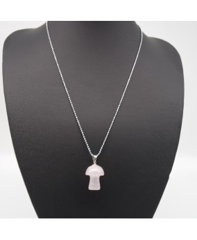 Rose Quartz Mushroom Pendant Necklace