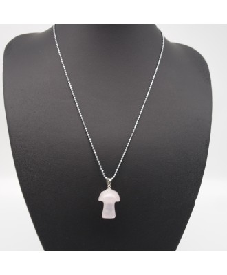 Rose Quartz Mushroom Pendant Necklace
